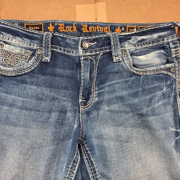 Rock Revival Yanka Jeans Women's 30 Bootcut Mid-Rise Stretch Flap Pocket Blue - Picture 4 of 10